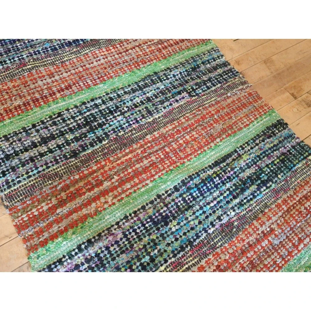 Antique Imported‎ Swedish Hand Made Rag Rug Runner (31 x 96 inches ) Very Pretty